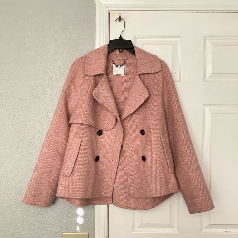 NWOT Belle & Bloom I’m Yours Wool Blend Pea Coat - Large